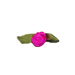 Roosje satijn knal roze op blad 10 x 30 mm (ca. 25 stuks) Roosje satijn knal roze op blad 10 x 30 mm (ca. 25 stuks)