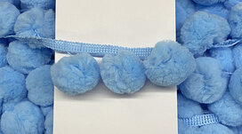 Pompom band blauw GROOT 50 mm (ca. 16 meter) Pompom band blauw GROOT 50 mm (ca. 16 meter)