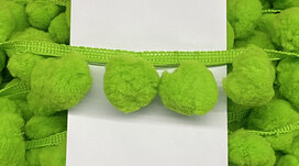 Pompom band limegroen GROOT 50 mm (ca. 16 meter) Pompom band limegroen GROOT 50 mm (ca. 16 meter)