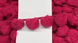 Pompom band fuchsia GROOT 50 mm (ca. 16 meter) Pompom band fuchsia GROOT 50 mm (ca. 16 meter)