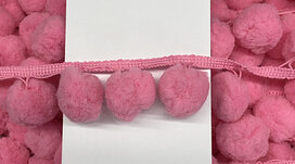 Pompom band roze GROOT 50 mm (ca. 16 meter) Pompom band roze GROOT 50 mm (ca. 16 meter)