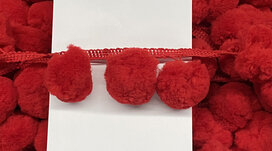 Pompom band rood GROOT 50 mm (ca. 16 meter) Pompom band rood GROOT 50 mm (ca. 16 meter)