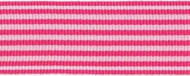 Fuchsia-wit streepband 27 mm (ca. 45 m) Fuchsia-wit streepband 27 mm (ca. 45 m)