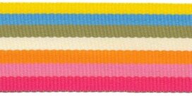 Geel-blauw-groen-creme-oranje-roze-fuchsia streep grosgrain/ribsband 30 mm (ca. 45 m) Geel-blauw-groen-creme-oranje-roze-fuchsia streep grosgrain/ribsband 30 mm (ca. 45 m)