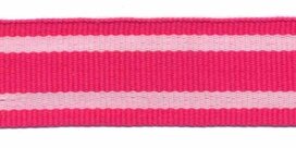 Fuchsia-wit streep grosgrain/ribsband 25 mm (ca. 45 m) Fuchsia-wit streep grosgrain/ribsband 25 mm (ca. 45 m)