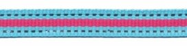 Aqua blauw-zilver-fuchsia streep grosgrain/ribsband 10 mm (ca. 45 m) Aqua blauw-zilver-fuchsia streep grosgrain/ribsband 10 mm (ca. 45 m)