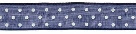 Donker blauw met witte stippen organza lint 13 mm (ca. 45 m) Donker blauw met witte stippen organza lint 13 mm (ca. 45 m)