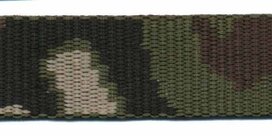 Tassenband 25 mm camouflageprint zwart/bruin/groen dubbelzijdig (ca. 5 m) Tassenband 25 mm camouflageprint zwart/bruin/groen dubbelzijdig (ca. 5 m)