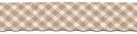 Zand-wit geruit biaisband 13 mm (ca. 10 meter) Zand-wit geruit biaisband 13 mm (ca. 10 meter)