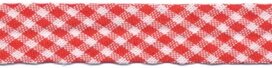 Rood-wit geruit biaisband 13 mm (ca. 10 meter) Rood-wit geruit biaisband 13 mm (ca. 10 meter)