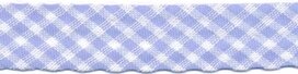 Licht blauw-wit geruit biaisband 13 mm (ca. 10 meter) Licht blauw-wit geruit biaisband 13 mm (ca. 10 meter)