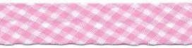 Roze-wit geruit biaisband 13 mm (ca. 10 meter) Roze-wit geruit biaisband 13 mm (ca. 10 meter)