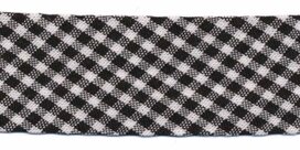 Zwart-wit geruit biaisband 25 mm (ca. 10 meter) Zwart-wit geruit biaisband 25 mm (ca. 10 meter)