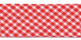 Rood-wit geruit biaisband 25 mm (ca. 10 meter) Rood-wit geruit biaisband 25 mm (ca. 10 meter)