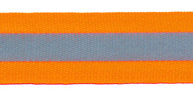 Fluoriserend oranje grosgrainband met reflectiestreep 25 mm (ca. 10 meter) Fluoriserend oranje grosgrainband met reflectiestreep 25 mm (ca. 10 meter)