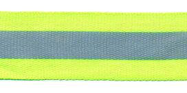 Fluoriserend geel/groene grosgrainband met reflectiestreep 25 mm (ca. 10 meter) Fluoriserend geel/groene grosgrainband met reflectiestreep 25 mm (ca. 10 meter)