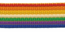 Tassenband 25 mm streep regenboog rood/oranje/geel/groen/paars/blauw EXTRA STEVIG (ca. 5 m) Tassenband 25 mm streep regenboog rood/oranje/geel/groen/paars/blauw EXTRA STEVIG (ca. 5 m)