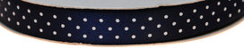 Donker blauw dubbelzijdig satijnband met witte stippen 13 mm (ca. 30 m) Donker blauw dubbelzijdig satijnband met witte stippen 13 mm (ca. 30 m)