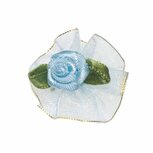 Roosje satijn blauw op licht blauw organza blad 30 mm (10 stuks) Roosje satijn blauw op licht blauw organza blad 30 mm (10 stuks)
