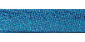 Blauw gevouwen lurex biaisband 18 mm (ca. 25 meter) Blauw gevouwen lurex biaisband 18 mm (ca. 25 meter)