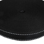Tassenband 25 mm zwart met reflectie 1,3 mm dik (25 m) Tassenband 25 mm zwart met reflectie 1,3 mm dik (25 m)