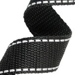 Tassenband 25 mm zwart met reflectie 1,3 mm dik (25 m) Tassenband 25 mm zwart met reflectie 1,3 mm dik (25 m)