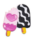 Opstrijkbare applicatie ijsjes wit-zwart-roze (5 stuks) Opstrijkbare applicatie ijsjes wit-zwart-roze (5 stuks)