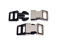 Half metalen gebogen verstelbare klikgesp zwart/zilver 15 mm (1 stuk) Half metalen gebogen verstelbare klikgesp zwart/zilver 15 mm (1 stuk)