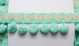Ibiza pompom band mintgroen 45 mm (ca. 5 meter) Ibiza pompom band mintgroen 45 mm (ca. 5 meter)