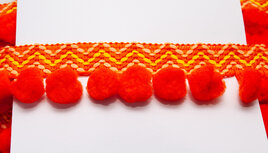 Ibiza pompom band oranje 45 mm (ca. 5 meter) Ibiza pompom band oranje 45 mm (ca. 5 meter)