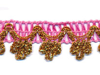 Sierband roze met goud ca. 27 mm (ca. 5 meter) Sierband roze met goud ca. 27 mm (ca. 5 meter)