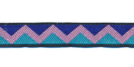 Sierband zig-zag motief kobalt blauw-roze-aqua 12 mm (ca. 22 m) Sierband zig-zag motief kobalt blauw-roze-aqua 12 mm (ca. 22 m)