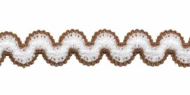 Elastisch zigzag band wit-bruin 14 mm (ca. 10 m) Elastisch zigzag band wit-bruin 14 mm (ca. 10 m)