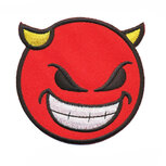 Opstrijkbare applicatie (d)evil smiley rood (5 stuks) Opstrijkbare applicatie (d)evil smiley rood (5 stuks)
