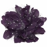 Bloem XL mix tule en stof paars met witte stippen ca. 13 cm (5 stuks) Bloem XL mix tule en stof paars met witte stippen ca. 13 cm (5 stuks)