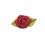 Roosje satijn bordeauxrood op blad 15 x 25 mm (ca. 25 stuks) Roosje satijn bordeauxrood op blad 15 x 25 mm (ca. 25 stuks)