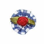 Roosje satijn rood op donker blauw geruit blad 25 mm (10 stuks) Roosje satijn rood op donker blauw geruit blad 25 mm (10 stuks)