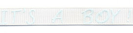 Creme-licht blauw 'It's a boy!' grosgrainband 10 mm (ca. 20 m) Creme-licht blauw 'It's a boy!' grosgrainband 10 mm (ca. 20 m)