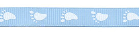 Blauw grosgrainband met witte voetjes 10 mm (ca. 20 m) Blauw grosgrainband met witte voetjes 10 mm (ca. 20 m)