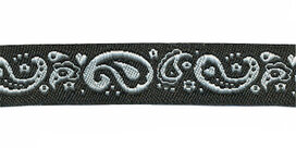 Zwart-wit paisley sierband 15 mm (ca. 22 m) Zwart-wit paisley sierband 15 mm (ca. 22 m)