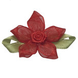 Roosje satijn rood op rood organza bloem 50 mm (10 stuks) Roosje satijn rood op rood organza bloem 50 mm (10 stuks)