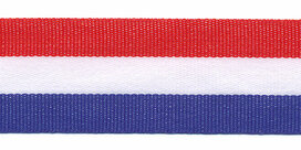 Rood-wit-blauw 'Nederlandse vlag' grosgrain/ribsband 25 mm (ca. 25 m) Rood-wit-blauw 'Nederlandse vlag' grosgrain/ribsband 25 mm (ca. 25 m)