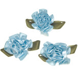 Roosje satijn blauw op blad 25 x 30 mm (ca. 100 stuks) Roosje satijn blauw op blad 25 x 30 mm (ca. 100 stuks)