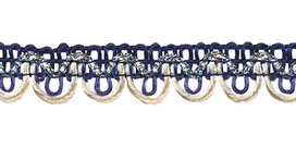 2-kleurig schulpband donker blauw-creme met zilverdraad 15 mm (ca. 16 meter) 2-kleurig schulpband donker blauw-creme met zilverdraad 15 mm (ca. 16 meter)