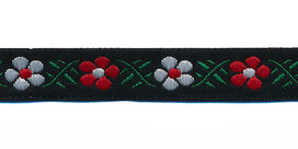Zwart bloemband met witte en rode bloemen 12 mm (ca. 22 m) Zwart bloemband met witte en rode bloemen 12 mm (ca. 22 m)