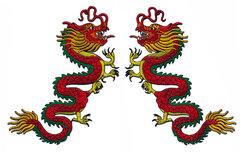 Opstrijkbare applicatie rode Chinese draak 20x23 cm (set van 2 stuks) Opstrijkbare applicatie rode Chinese draak 20x23 cm (set van 2 stuks)
