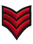 Opstrijkbare applicatie leger/army zwart met 3 rode strepen (5 stuks) Opstrijkbare applicatie leger/army zwart met 3 rode strepen (5 stuks)