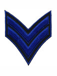 Opstrijkbare applicatie leger/army zwart met 2 blauwe strepen (5 stuks) Opstrijkbare applicatie leger/army zwart met 2 blauwe strepen (5 stuks)
