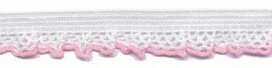 Elastisch kant wit met roze randje 12 mm (ca. 25 m) Elastisch kant wit met roze randje 12 mm (ca. 25 m)