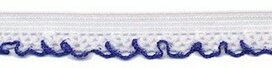 Elastisch kant wit met kobalt blauw randje 12 mm (ca. 25 m) Elastisch kant wit met kobalt blauw randje 12 mm (ca. 25 m)